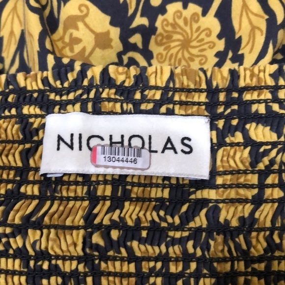 NICHOLAS Adele Maxi Dress Size 4 Black Mustard Yellow Floral Print Tiered Ruffle - Picture 7 of 11